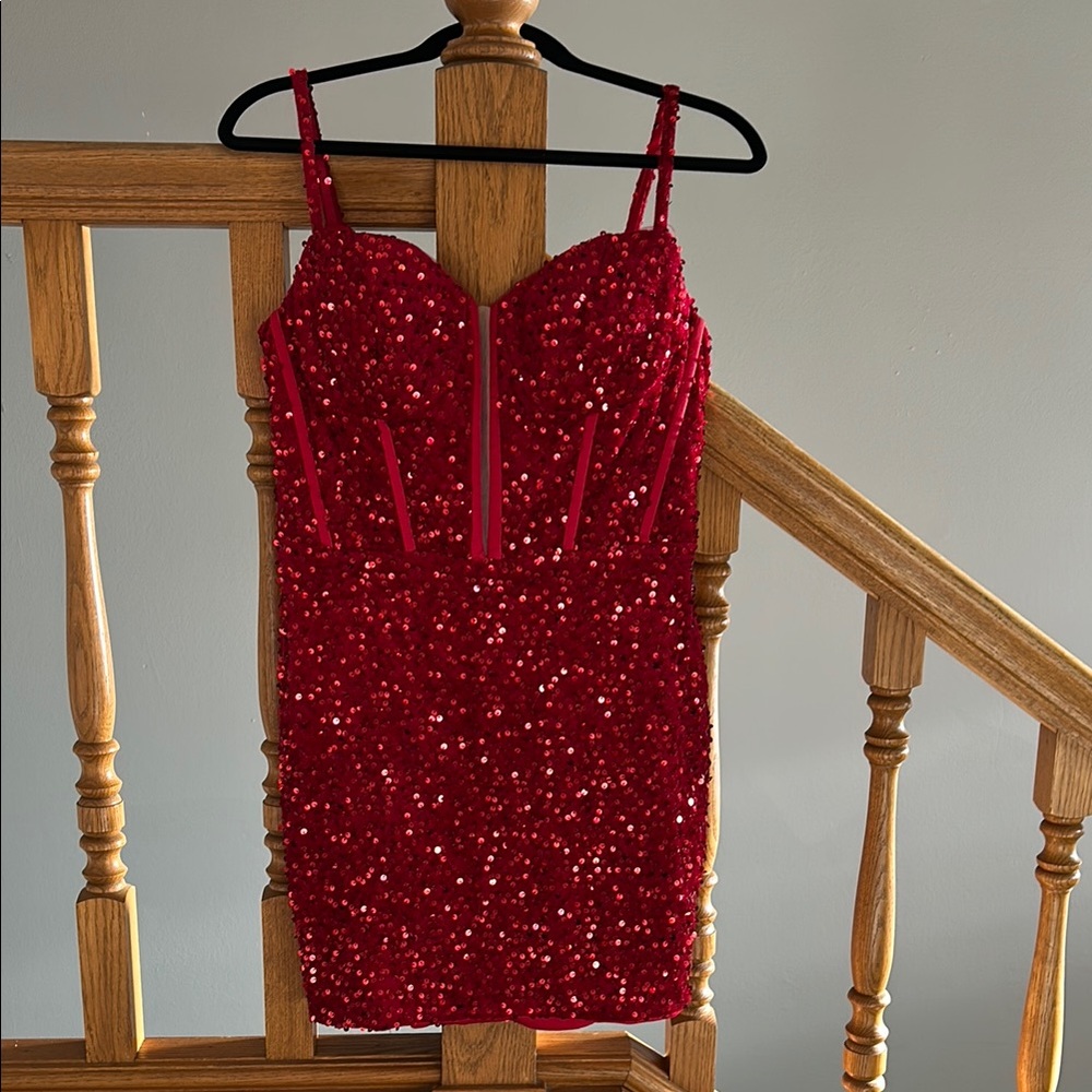 Elegant Red Sequin Dress